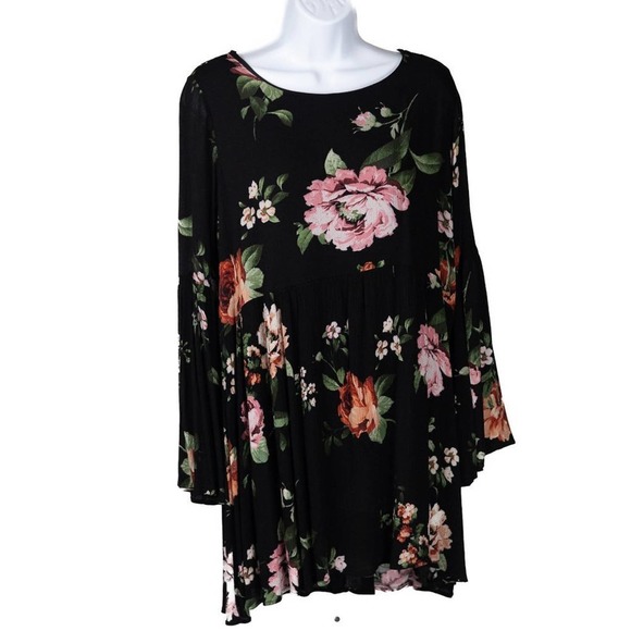 Altar'd State Dresses & Skirts - ALTAR’D State Boho Black Floral Mini Dress, Medium